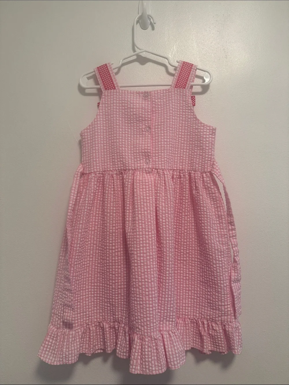 Girls' Pink Flamingo Seersucker Sundress with Bow Straps